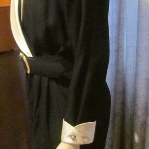 Vintage Navy  Blue Jumpsuit With Ivory Satin Collar and Cuffs